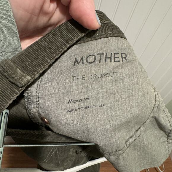 Mother The Dropout Jeans Cropped Hopscotch Olive Green Corduroy Size 27 - Picture 6 of 8